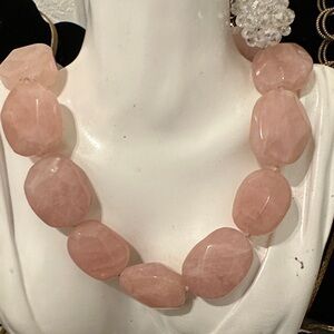 Ralph Lauren Double RL big Pink quartz’s Stone Necklace 18’’